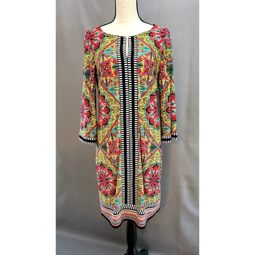 Laundry by Shelli Segal Mid-Length Shift Dress 3/4 Sleeve Fully Lined Size 8